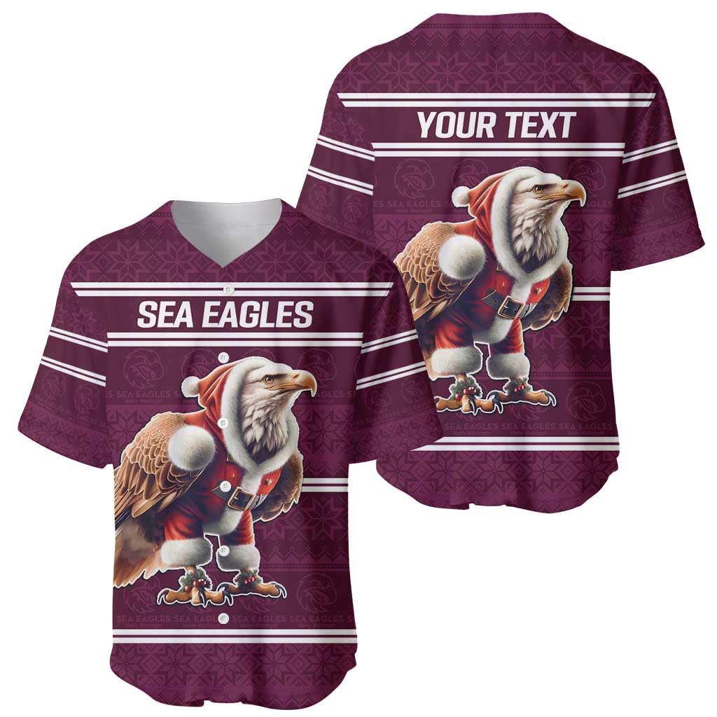 NRL Manly Warringah Christmas Personalised Baseball Jersey with Sea Eagles Mascot
