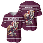 NRL Manly Warringah Christmas Personalised Baseball Jersey with Sea Eagles Mascot