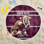 NRL Manly Warringah Christmas Personalised Beach Blanket with Sea Eagles Mascot