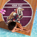 NRL Manly Warringah Christmas Personalised Beach Blanket with Sea Eagles Mascot