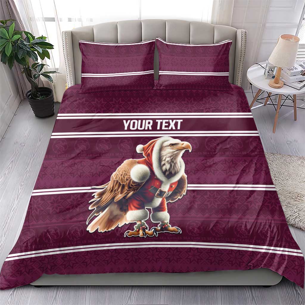 NRL Manly Warringah Christmas Personalised Bedding Set with Sea Eagles Mascot