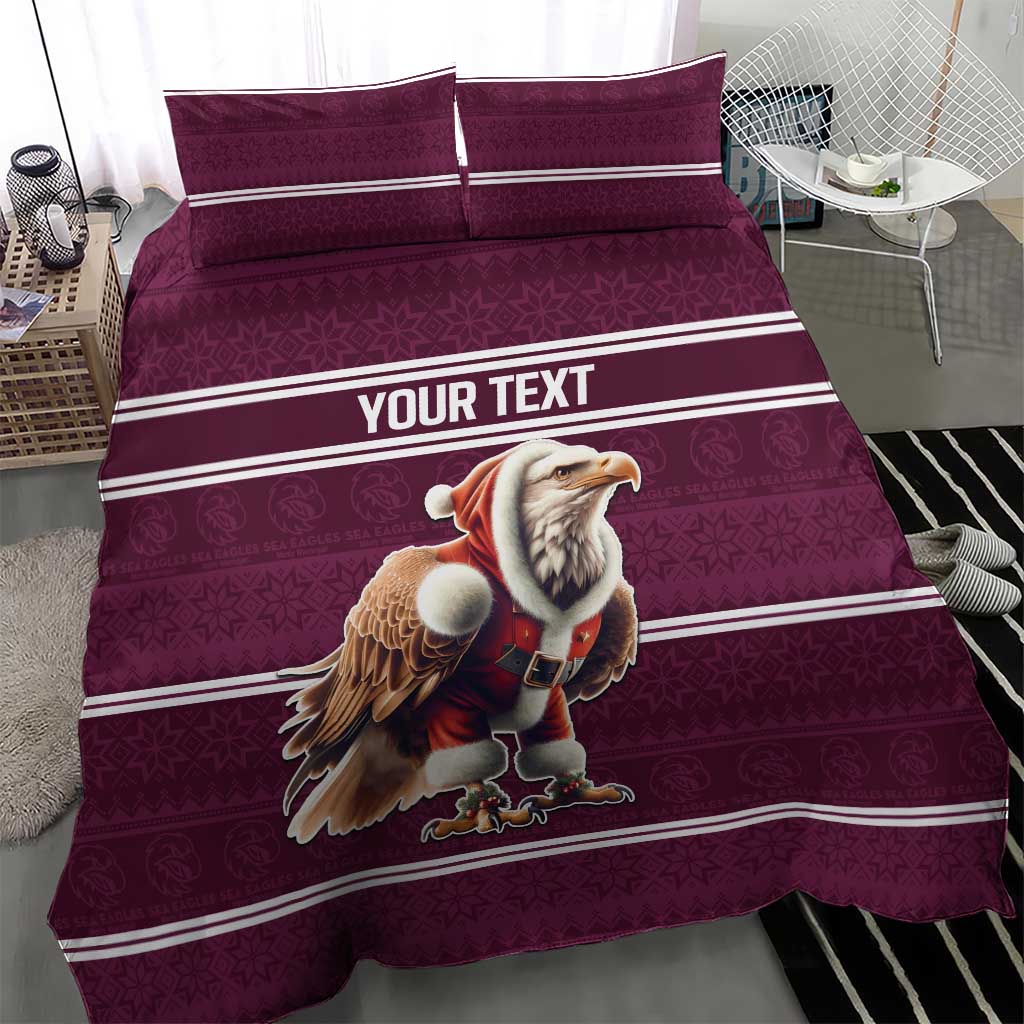 NRL Manly Warringah Christmas Personalised Bedding Set with Sea Eagles Mascot