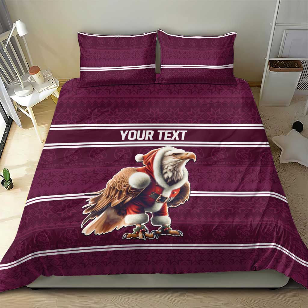 NRL Manly Warringah Christmas Personalised Bedding Set with Sea Eagles Mascot