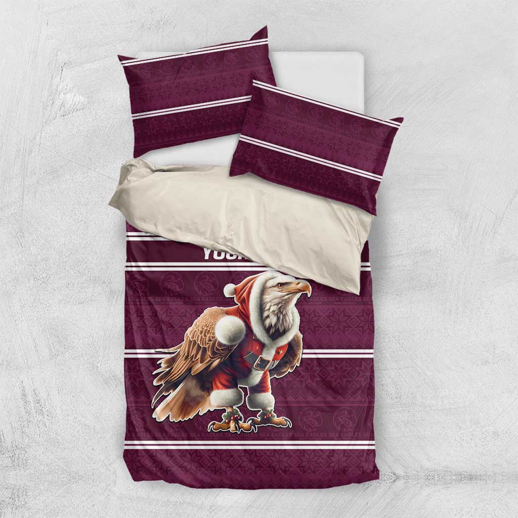 NRL Manly Warringah Christmas Personalised Bedding Set with Sea Eagles Mascot
