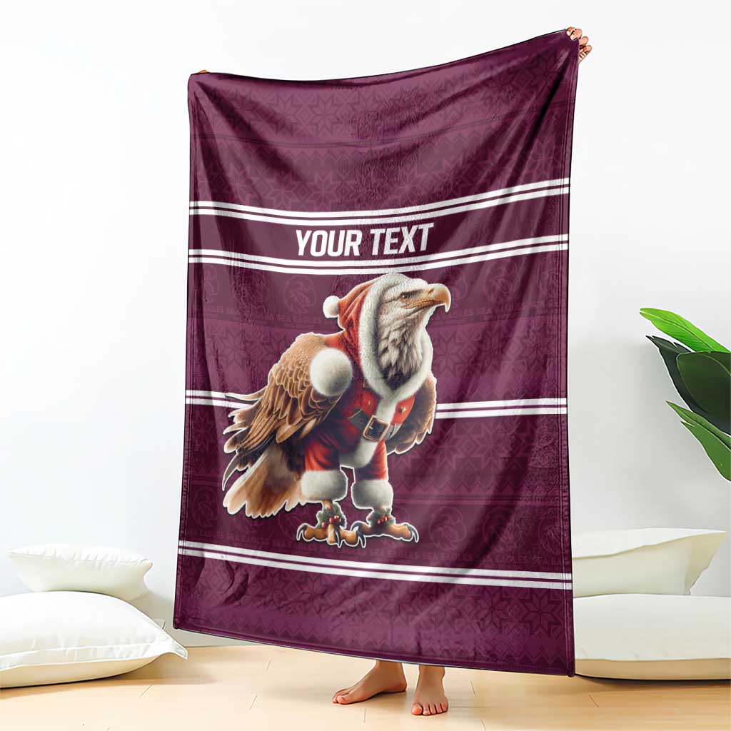 NRL Manly Warringah Christmas Personalised Blanket with Sea Eagles Mascot