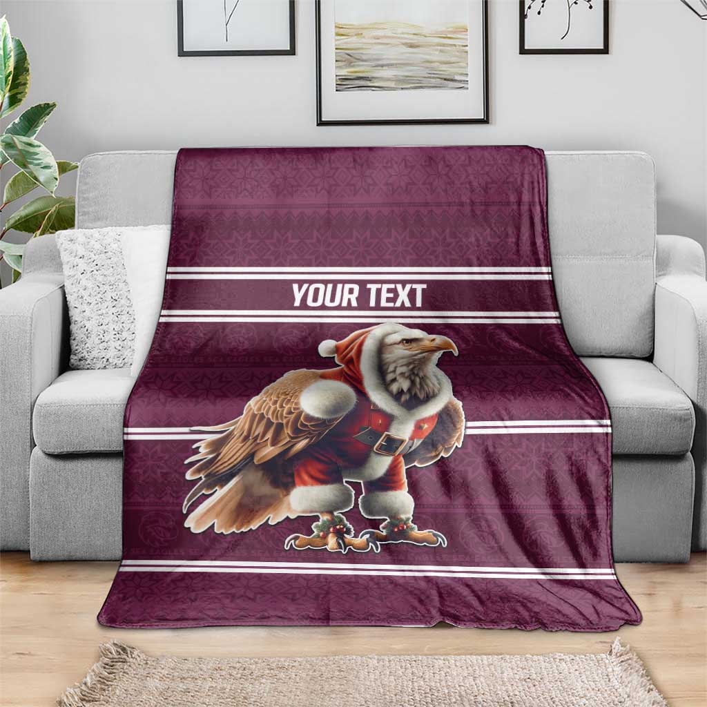 NRL Manly Warringah Christmas Personalised Blanket with Sea Eagles Mascot