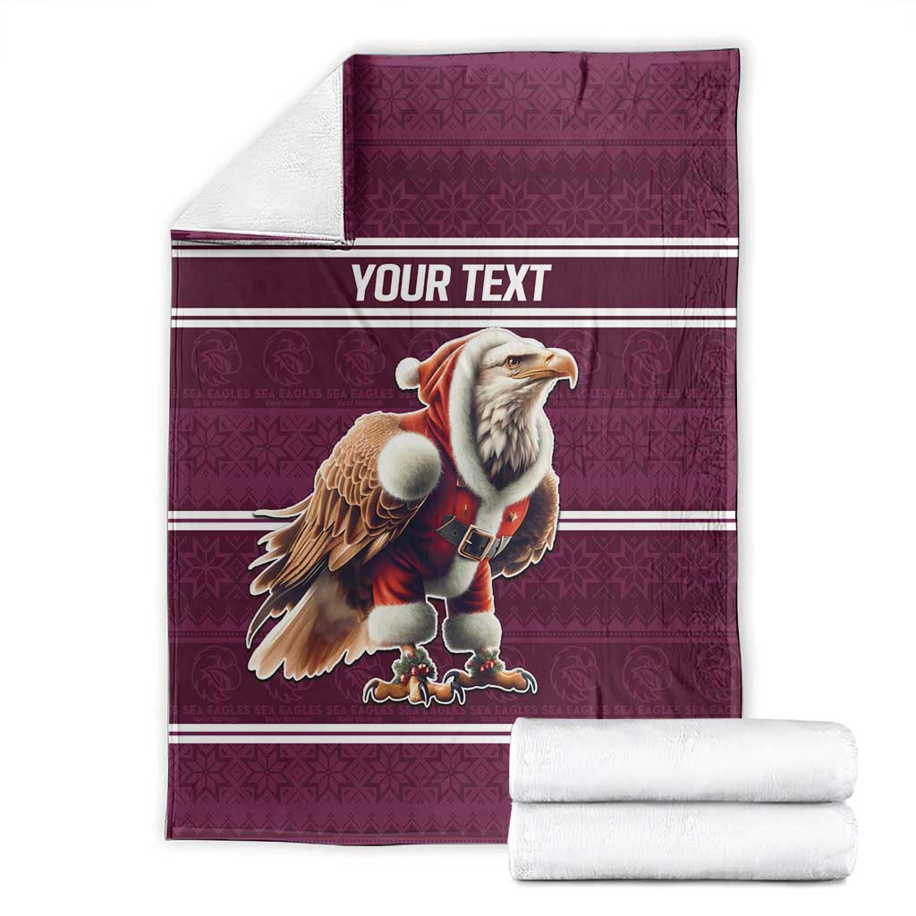 NRL Manly Warringah Christmas Personalised Blanket with Sea Eagles Mascot