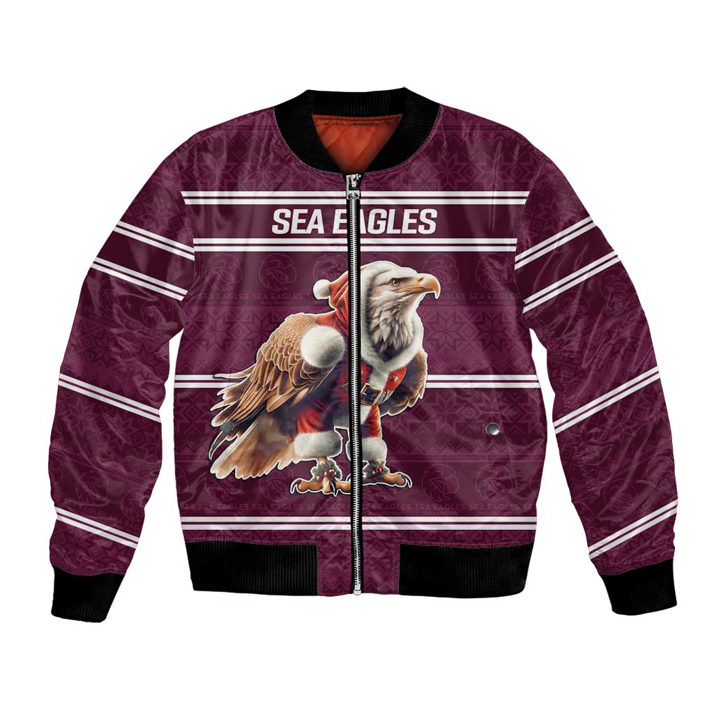 NRL Manly Warringah Christmas Personalised Bomber Jacket with Sea Eagles Mascot