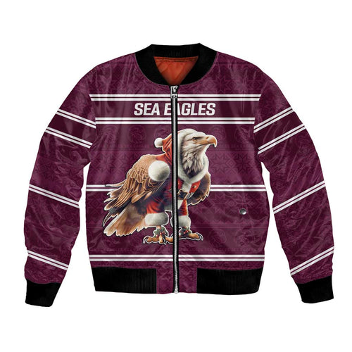 NRL Manly Warringah Christmas Personalised Bomber Jacket with Sea Eagles Mascot