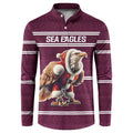NRL Manly Warringah Christmas Personalised Button Sweatshirt with Sea Eagles Mascot