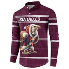 NRL Manly Warringah Christmas Personalised Button Sweatshirt with Sea Eagles Mascot