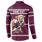 NRL Manly Warringah Christmas Personalised Button Sweatshirt with Sea Eagles Mascot