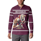 NRL Manly Warringah Christmas Personalised Button Sweatshirt with Sea Eagles Mascot