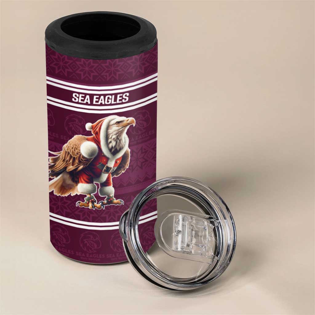 NRL Manly Warringah Christmas Personalised 4 in 1 Can Cooler Tumbler with Sea Eagles Mascot