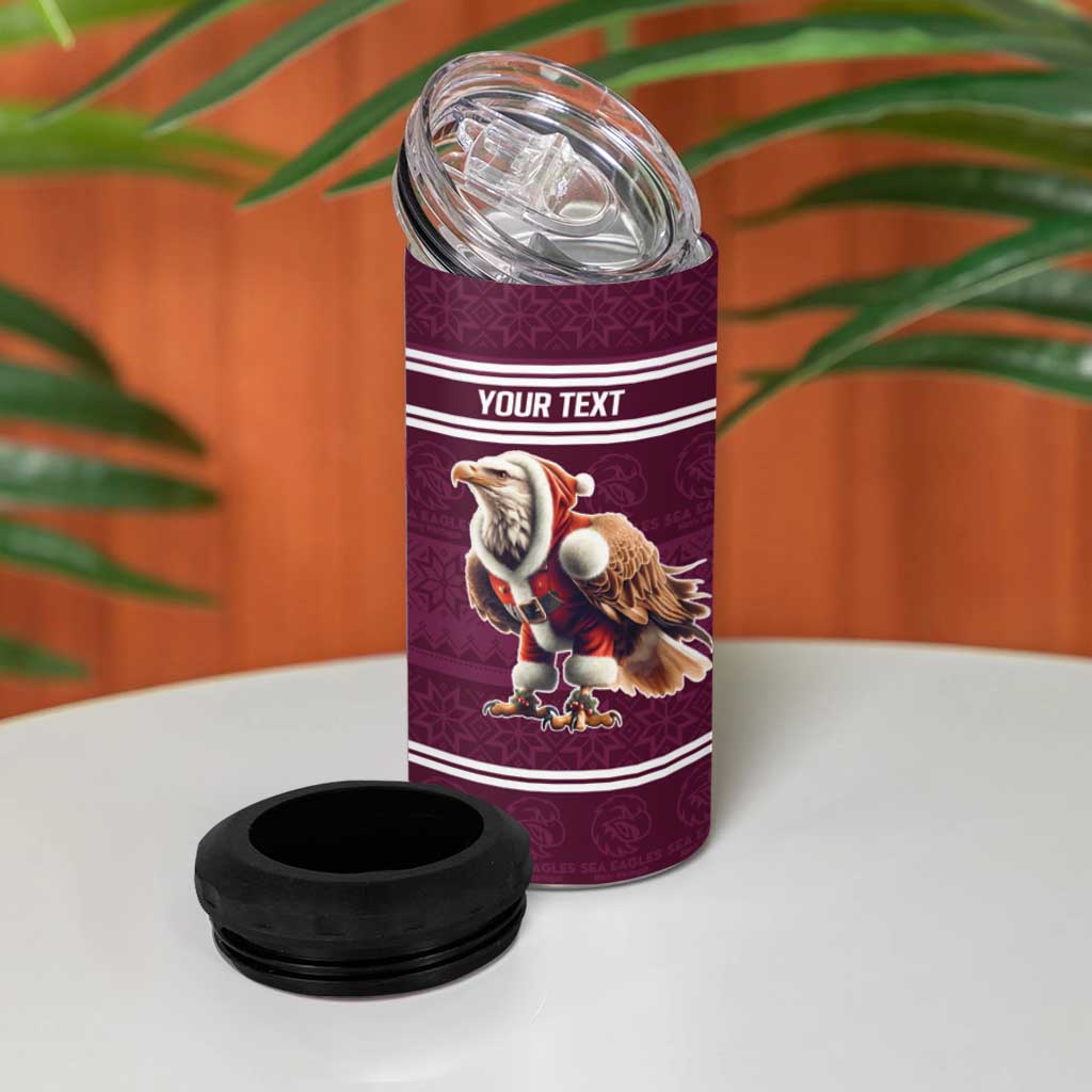 NRL Manly Warringah Christmas Personalised 4 in 1 Can Cooler Tumbler with Sea Eagles Mascot