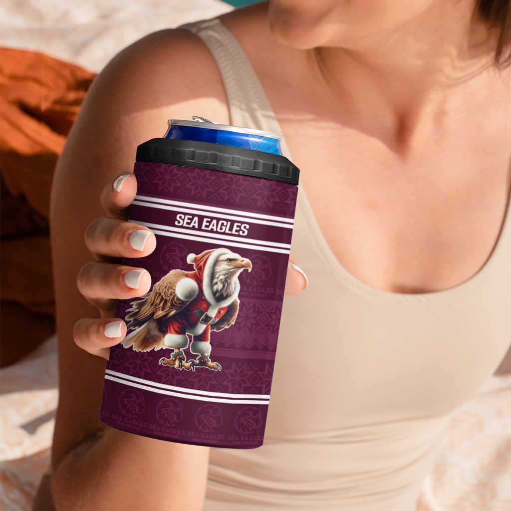 NRL Manly Warringah Christmas Personalised 4 in 1 Can Cooler Tumbler with Sea Eagles Mascot