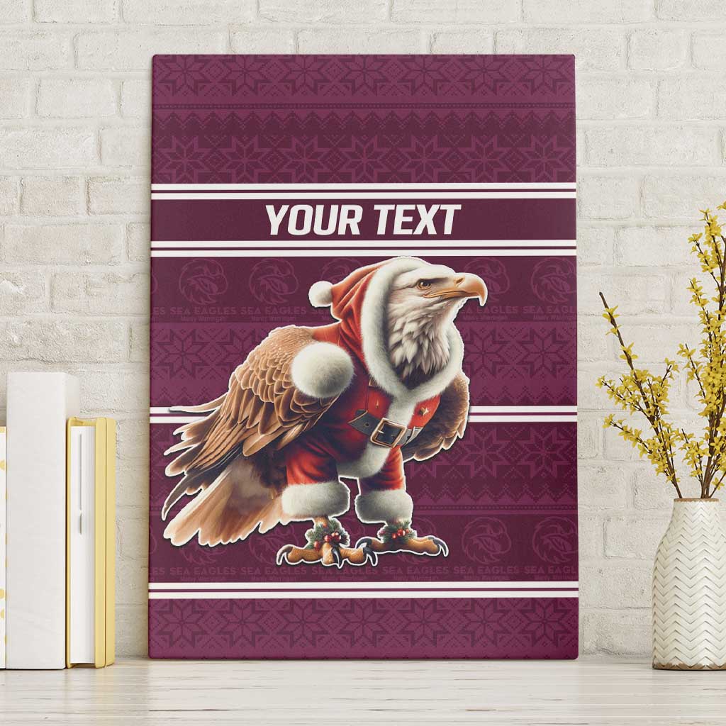 NRL Manly Warringah Christmas Personalised Canvas Wall Art with Sea Eagles Mascot