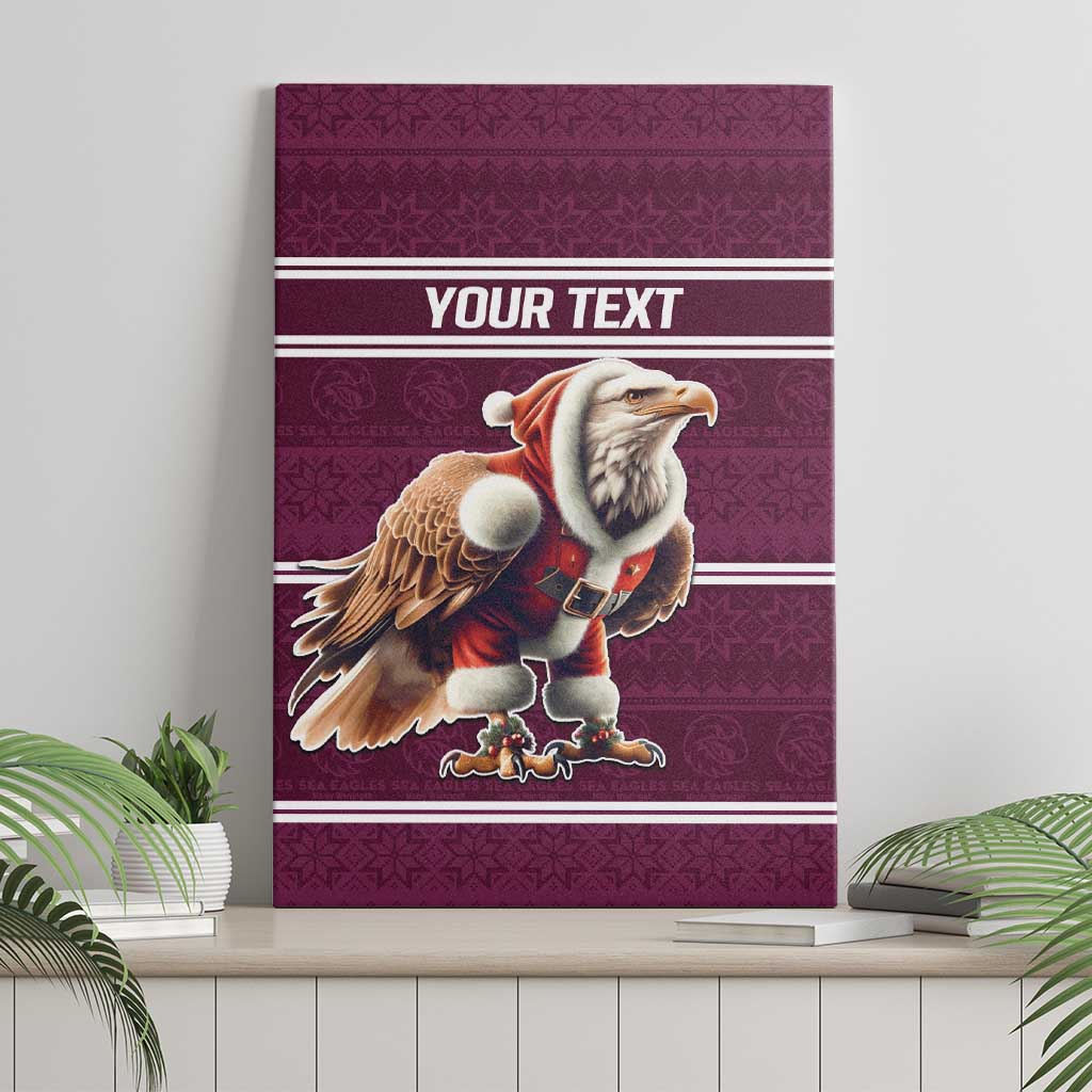 NRL Manly Warringah Christmas Personalised Canvas Wall Art with Sea Eagles Mascot