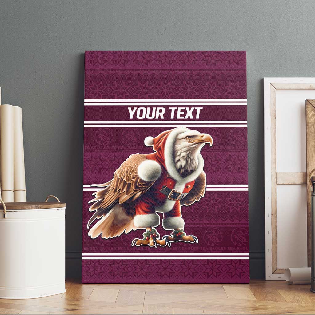 NRL Manly Warringah Christmas Personalised Canvas Wall Art with Sea Eagles Mascot