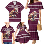 NRL Manly Warringah Christmas Personalised Family Matching Mermaid Dress and Hawaiian Shirt with Sea Eagles Mascot
