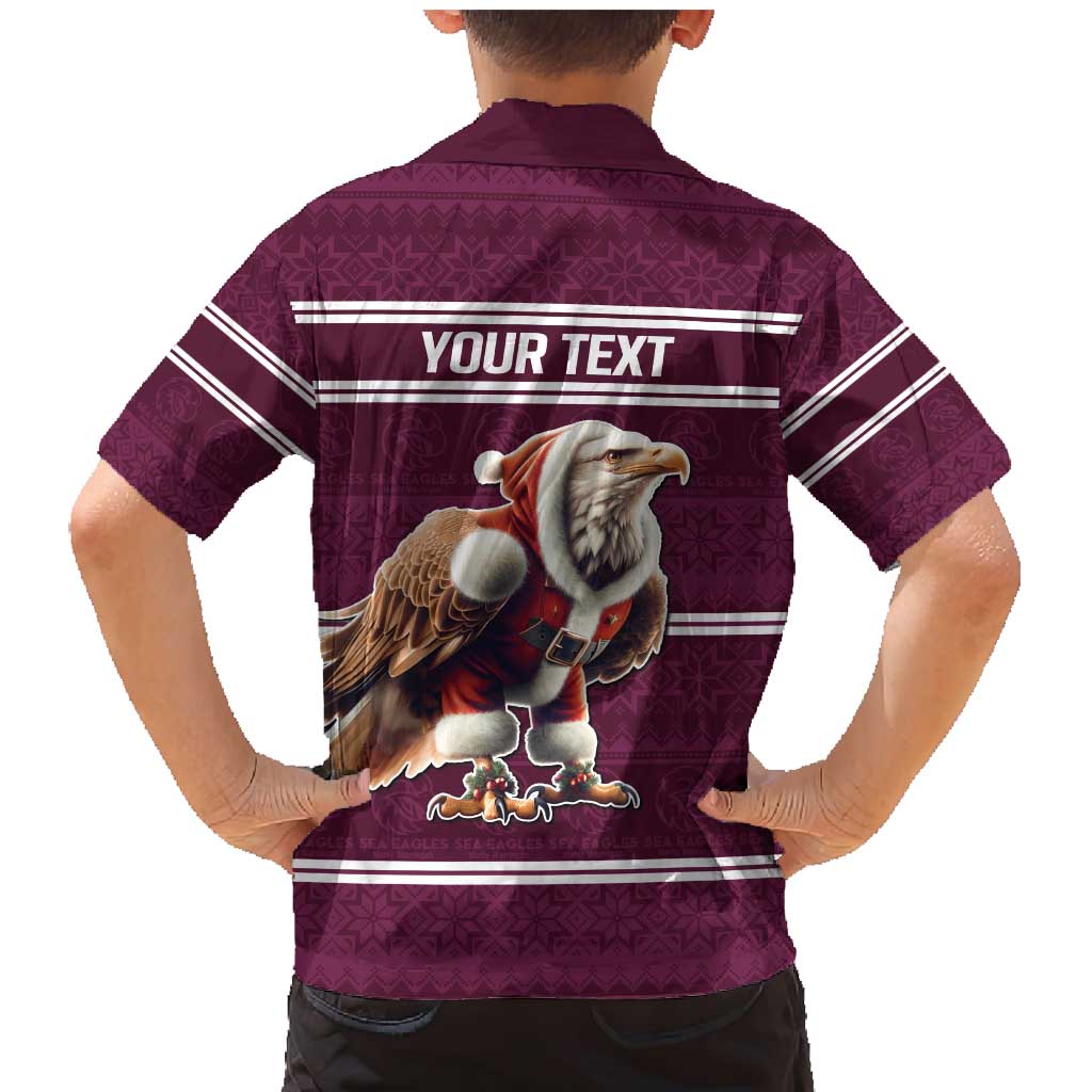 NRL Manly Warringah Christmas Personalised Family Matching Mermaid Dress and Hawaiian Shirt with Sea Eagles Mascot