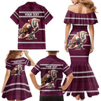 NRL Manly Warringah Christmas Personalised Family Matching Mermaid Dress and Hawaiian Shirt with Sea Eagles Mascot