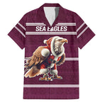 NRL Manly Warringah Christmas Personalised Family Matching Mermaid Dress and Hawaiian Shirt with Sea Eagles Mascot