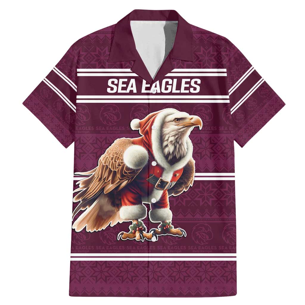 NRL Manly Warringah Christmas Personalised Family Matching Mermaid Dress and Hawaiian Shirt with Sea Eagles Mascot