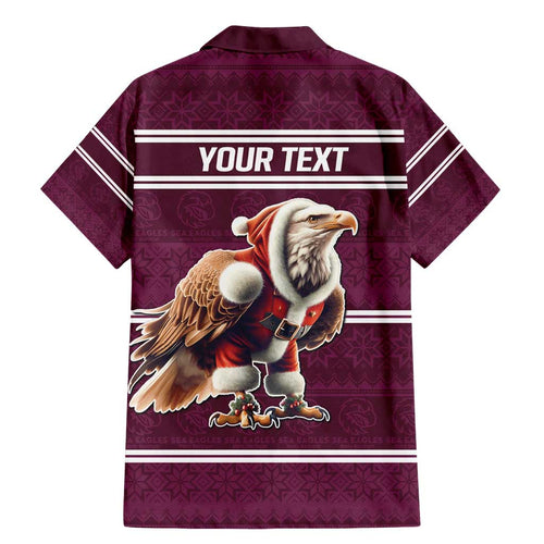 NRL Manly Warringah Christmas Personalised Family Matching Mermaid Dress and Hawaiian Shirt with Sea Eagles Mascot