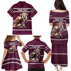 NRL Manly Warringah Christmas Personalised Family Matching Puletasi and Hawaiian Shirt with Sea Eagles Mascot