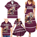 NRL Manly Warringah Christmas Personalised Family Matching Summer Maxi Dress and Hawaiian Shirt with Sea Eagles Mascot