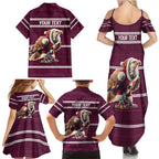 NRL Manly Warringah Christmas Personalised Family Matching Summer Maxi Dress and Hawaiian Shirt with Sea Eagles Mascot