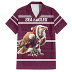 NRL Manly Warringah Christmas Personalised Family Matching Summer Maxi Dress and Hawaiian Shirt with Sea Eagles Mascot