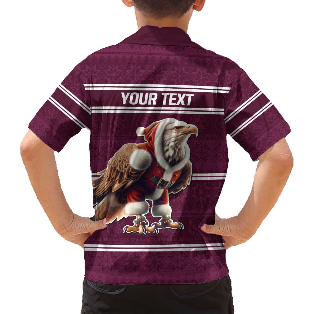 NRL Manly Warringah Christmas Personalised Family Matching Tank Maxi Dress and Hawaiian Shirt with Sea Eagles Mascot