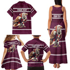 NRL Manly Warringah Christmas Personalised Family Matching Tank Maxi Dress and Hawaiian Shirt with Sea Eagles Mascot