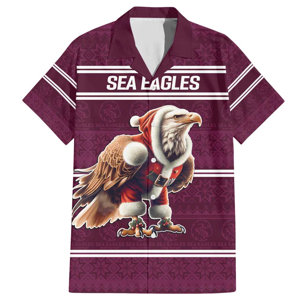 NRL Manly Warringah Christmas Personalised Hawaiian Shirt with Sea Eagles Mascot