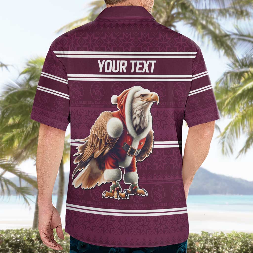 NRL Manly Warringah Christmas Personalised Hawaiian Shirt with Sea Eagles Mascot
