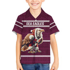 NRL Manly Warringah Christmas Personalised Hawaiian Shirt with Sea Eagles Mascot