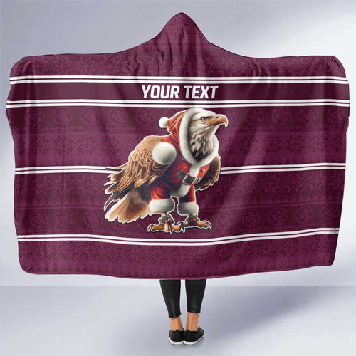 NRL Manly Warringah Christmas Personalised Hooded Blanket with Sea Eagles Mascot