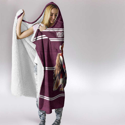 NRL Manly Warringah Christmas Personalised Hooded Blanket with Sea Eagles Mascot