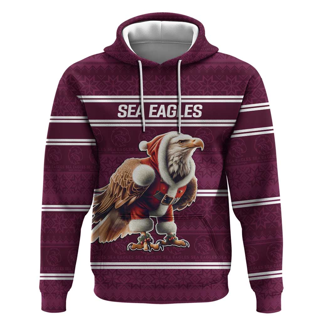 NRL Manly Warringah Christmas Personalised Hoodie with Sea Eagles Mascot