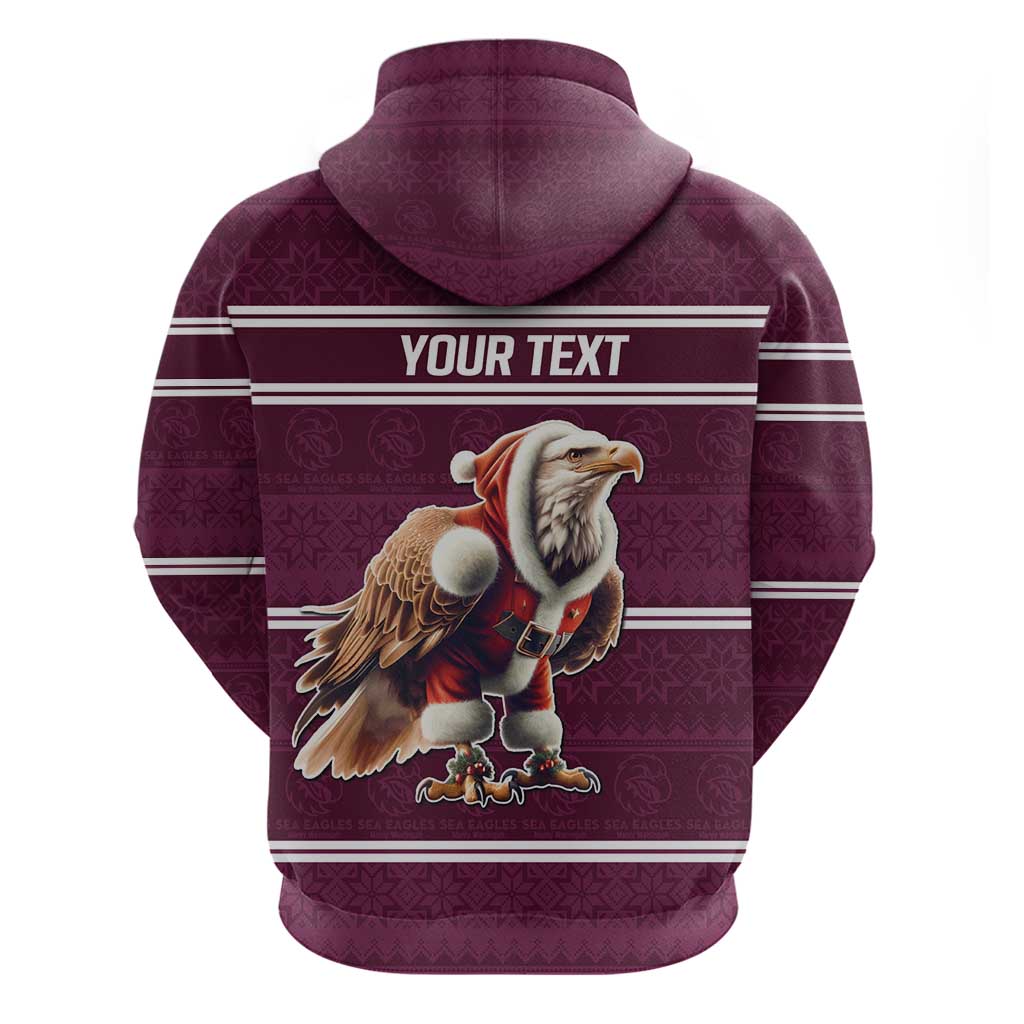 NRL Manly Warringah Christmas Personalised Hoodie with Sea Eagles Mascot