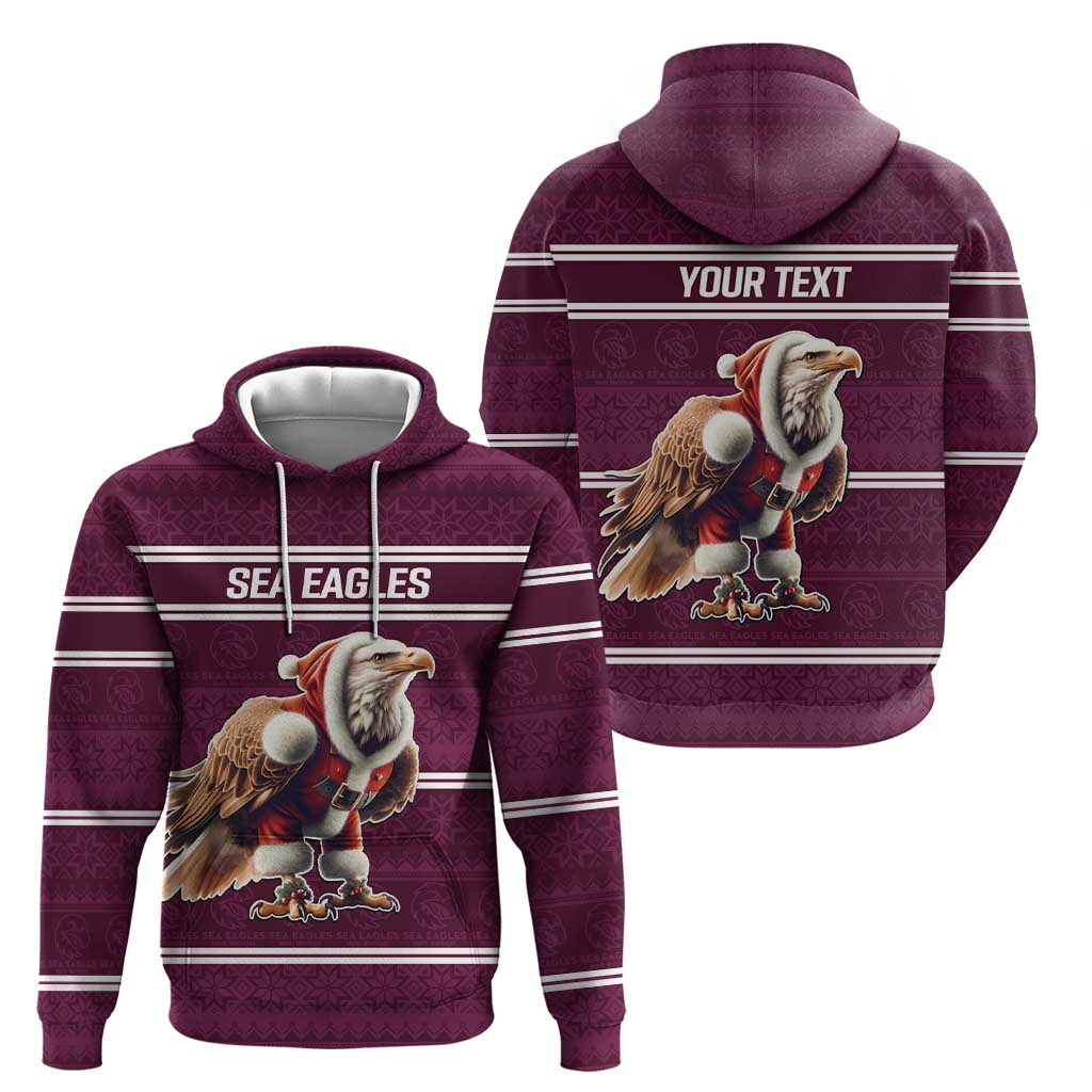 NRL Manly Warringah Christmas Personalised Hoodie with Sea Eagles Mascot