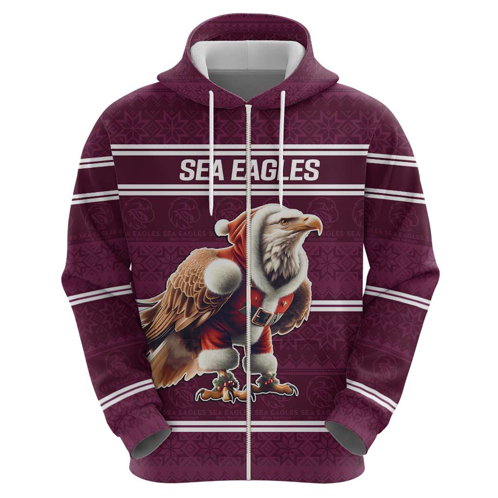 NRL Manly Warringah Christmas Personalised Hoodie with Sea Eagles Mascot