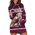 NRL Manly Warringah Christmas Personalised Hoodie Dress with Sea Eagles Mascot