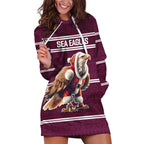 NRL Manly Warringah Christmas Personalised Hoodie Dress with Sea Eagles Mascot
