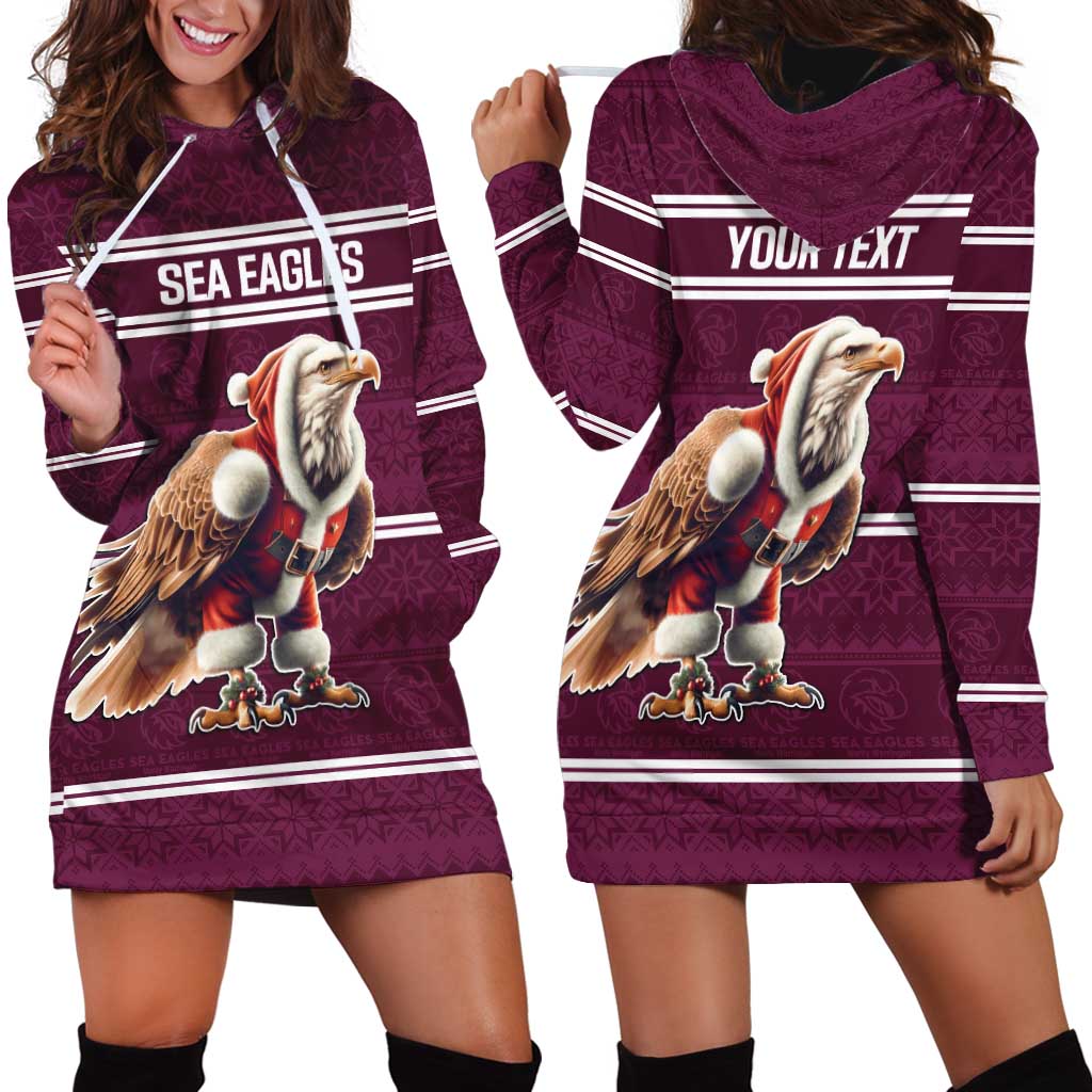 NRL Manly Warringah Christmas Personalised Hoodie Dress with Sea Eagles Mascot