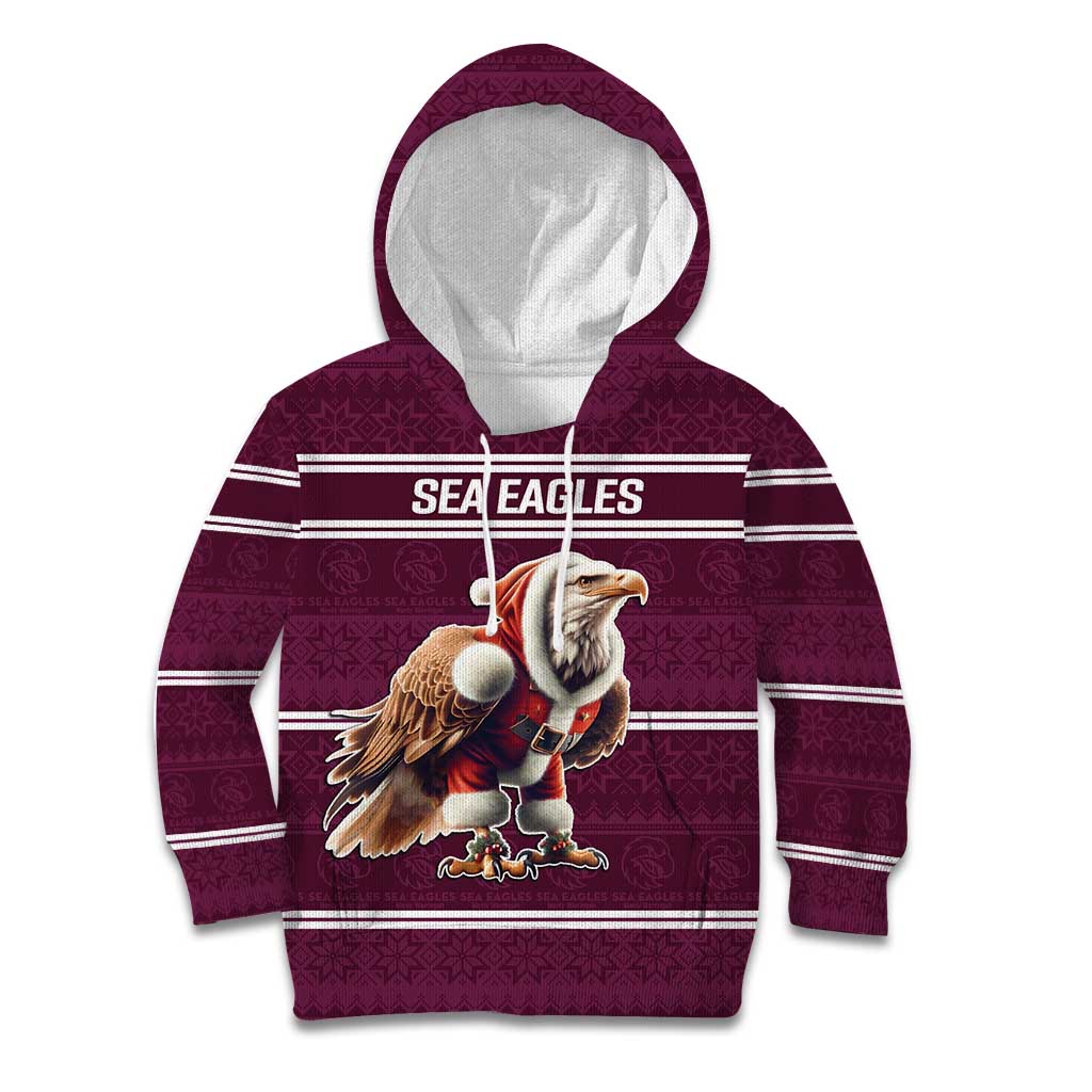 NRL Manly Warringah Christmas Personalised Kid Hoodie with Sea Eagles Mascot