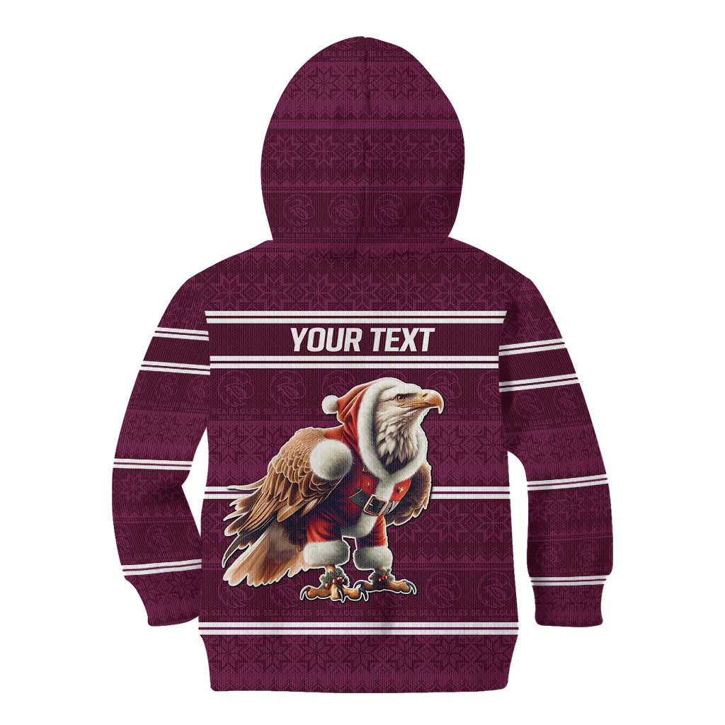 NRL Manly Warringah Christmas Personalised Kid Hoodie with Sea Eagles Mascot