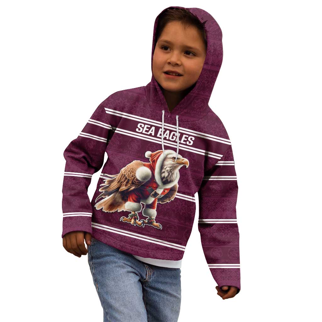 NRL Manly Warringah Christmas Personalised Kid Hoodie with Sea Eagles Mascot